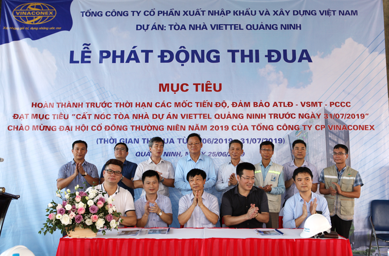 Vinaconex tổ chức phát động thi đua tại dự án Tòa nhà Viettel - Quảng Ninh