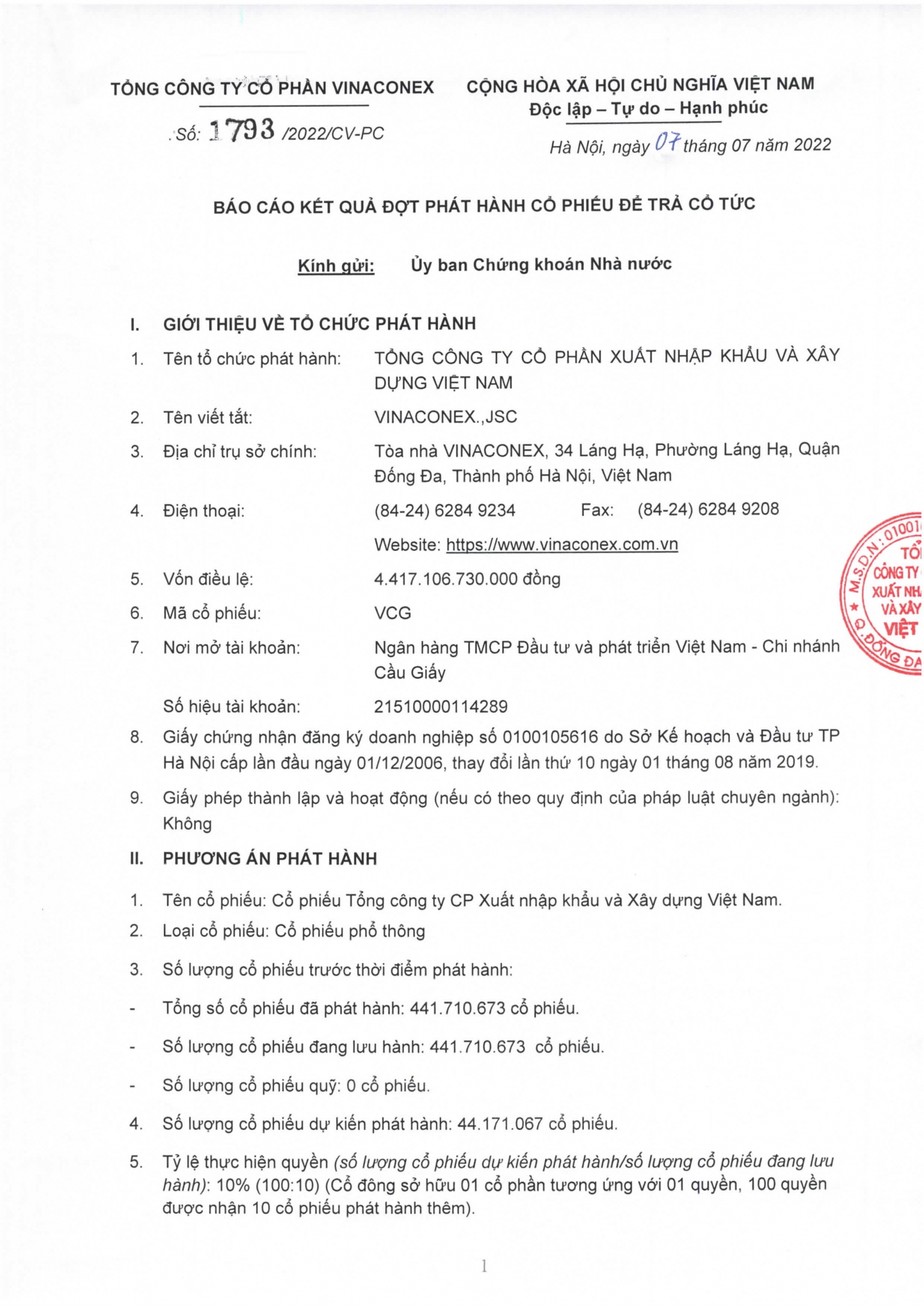 CV 1793 - Bao cao ket qua phat hanh co phieu tra co tuc_Page_1-2