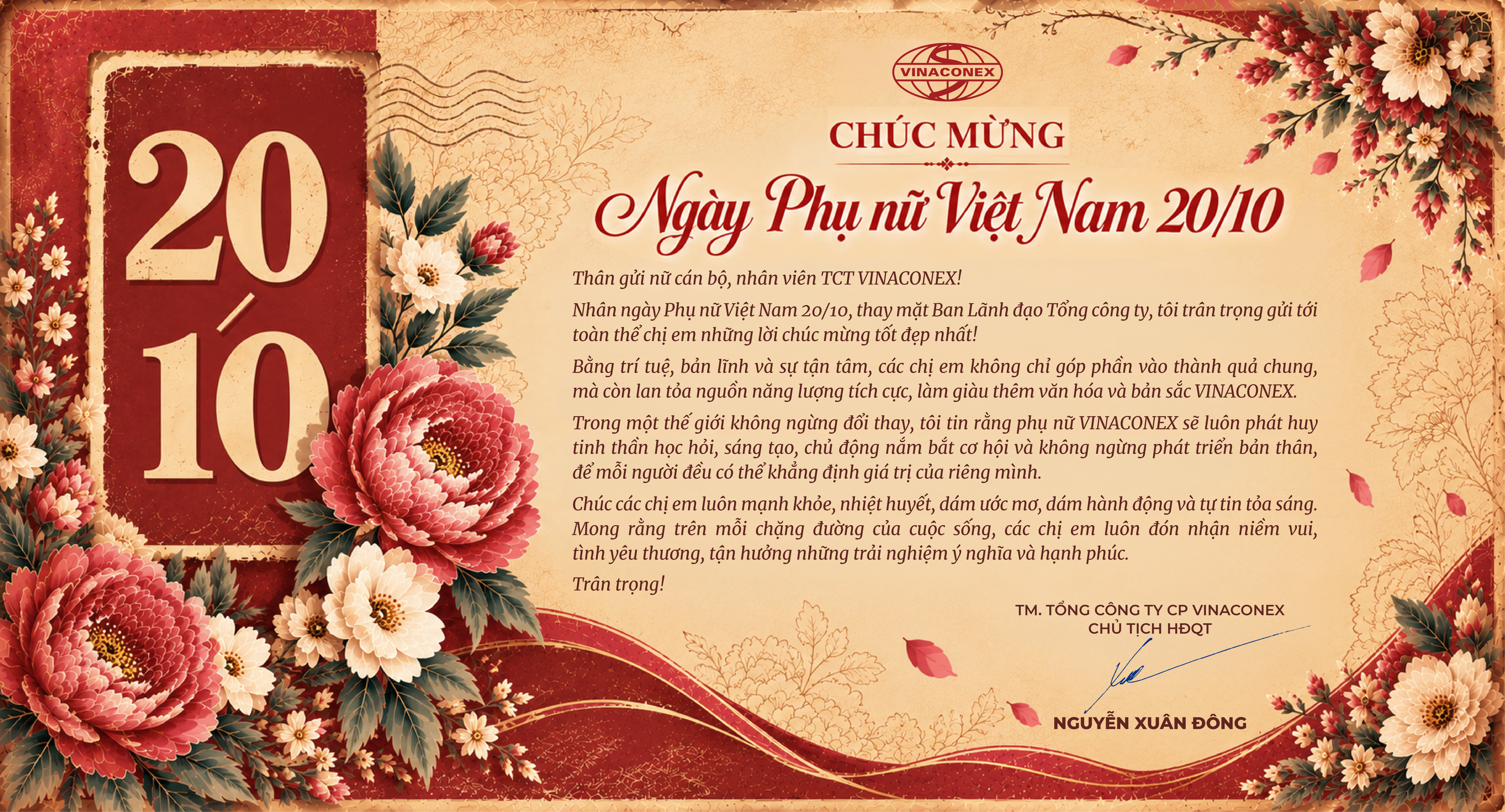 VINACONEX chúc mừng ngày Phụ nữ Việt Bam 20/10: Tôn vinh và lan tỏa giá trị văn hóa