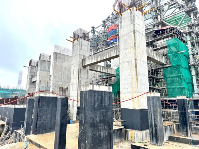 CLOSE-UP OF VUNG ANG 2 THERMAL POWER PLANT CONSTRUCTION SITE