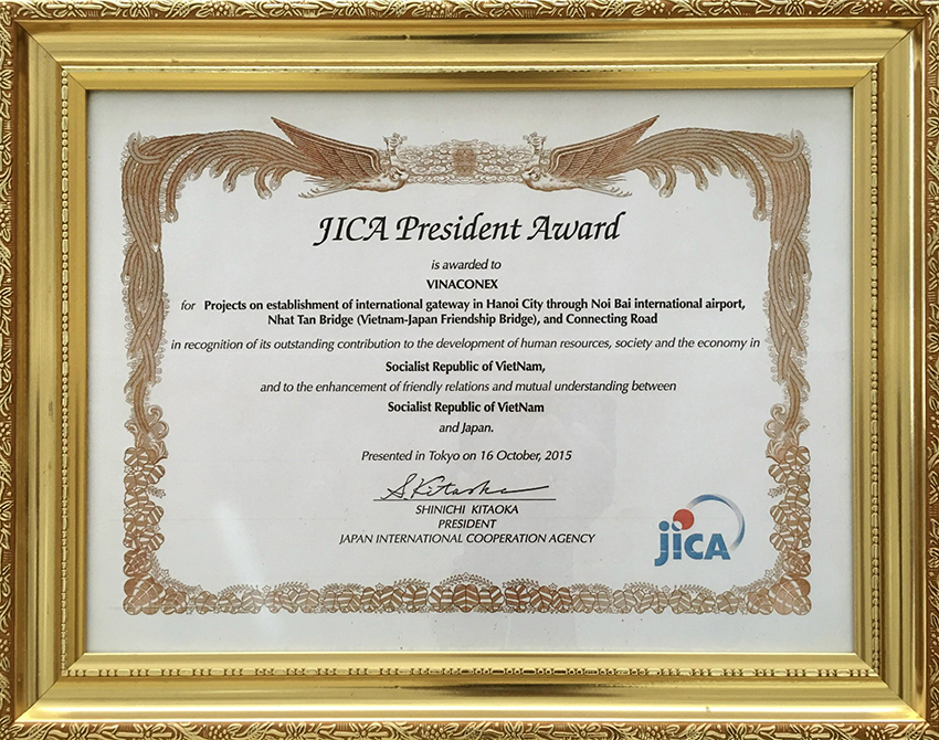 Giải thưởng cống hiến 2015 do Cơ quan Hợp tác Quốc tế Nhật Bản (JICA) trao tăng