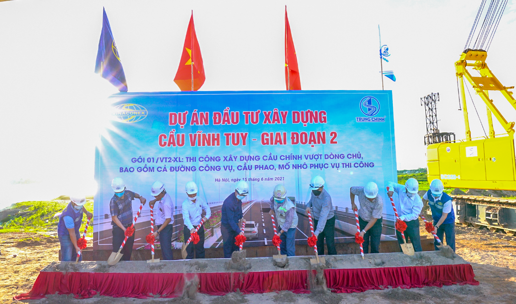 VINACONEX tổ chức lễ động thổ gói thầu 01/VT2 – XL thuộc Dự án đầu tư xây dựng Cầu Vĩnh Tuy giai đoạn 2
