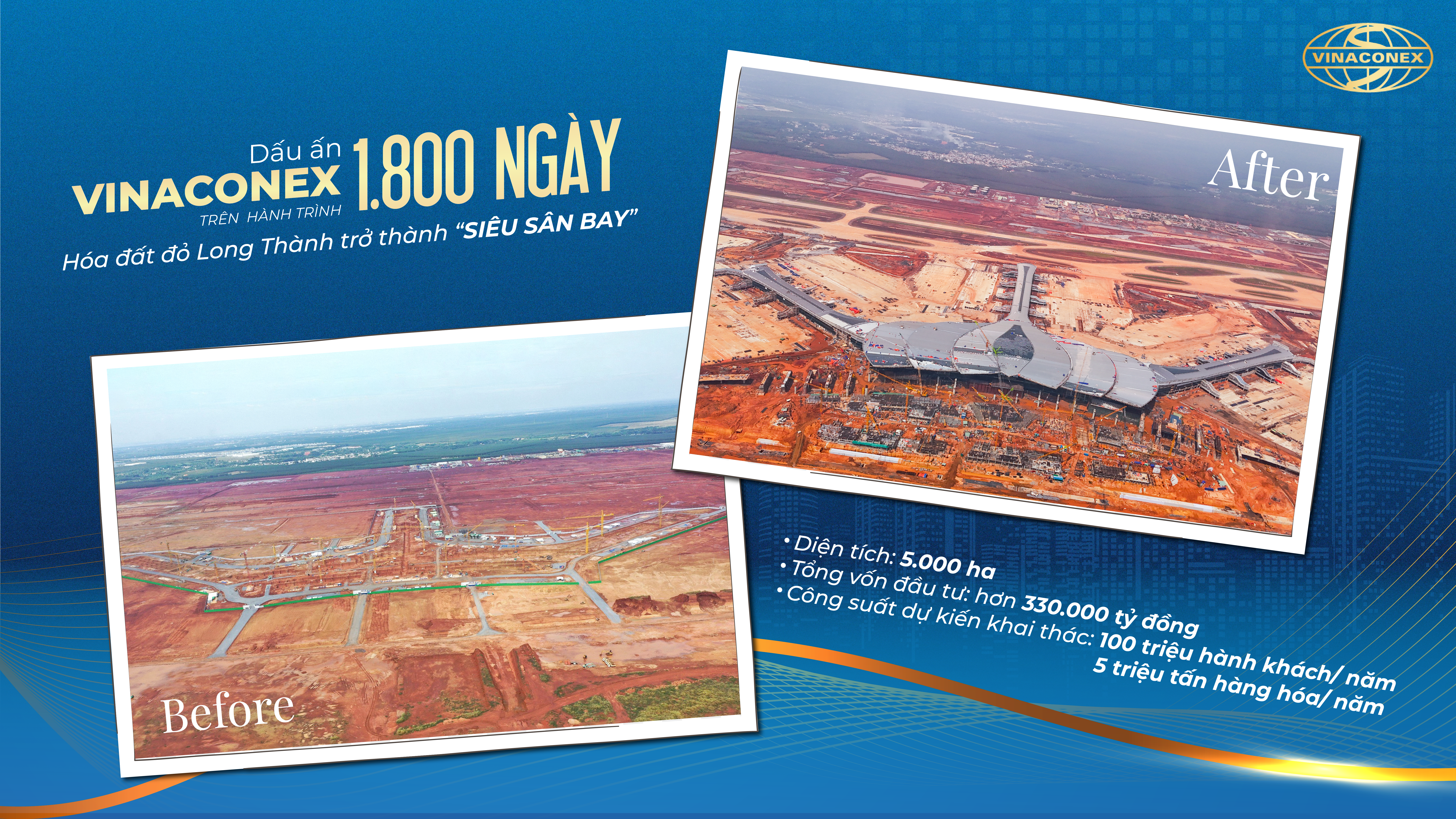 DẤU ẤN VINACONEX TRÊN  HÀNH TRÌNH 1.800 NGÀY HÓA ĐẤT ĐỎ LONG THÀNH TRỞ THÀNH “SIÊU SÂN BAY”